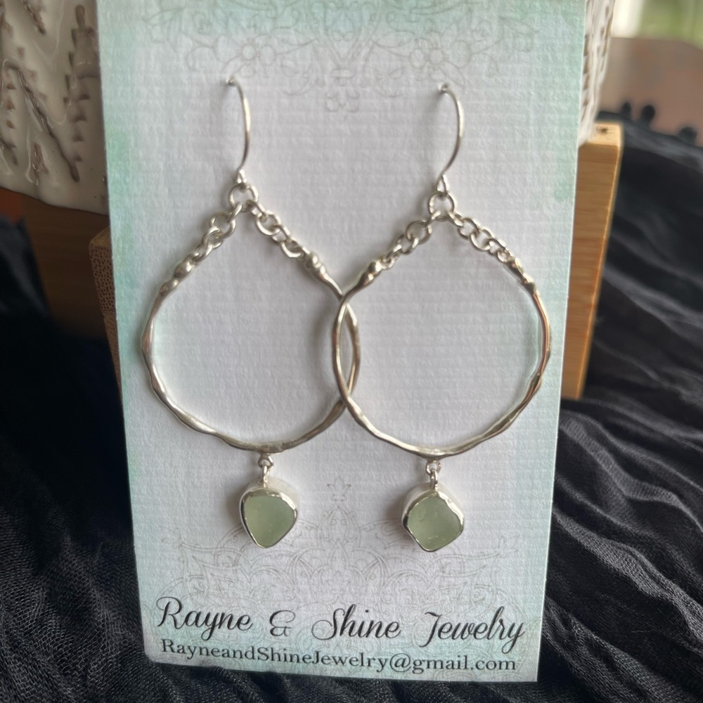 Sterling and green Chalcedon earrings